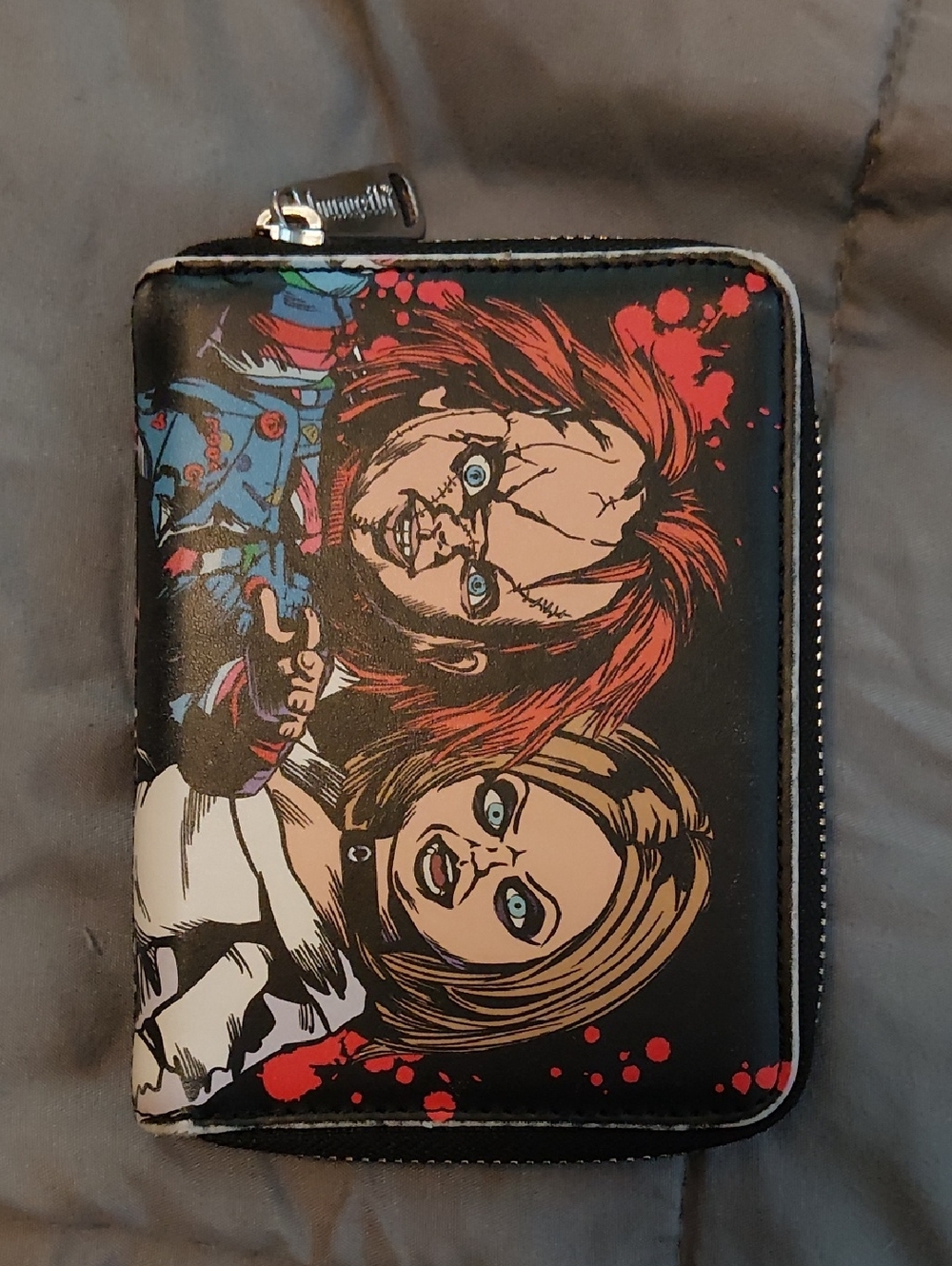 Loungefly Black Red Blue Chucky & Tiffany Zip Wallet